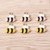 Gold Enamel Honeybee Charms for Jewelry Making (Set of 10)
