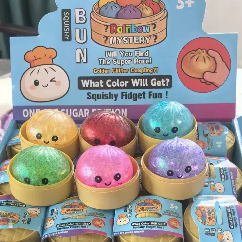 Glitter Squishy Fidget Dumpling – Sensory Stress Relief Toy