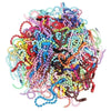 A colorful pile of ball bead chains in various bright colors like pink, blue, green, and red.
