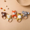 Handcrafted Wooden Crochet Animal Rattle for Babies