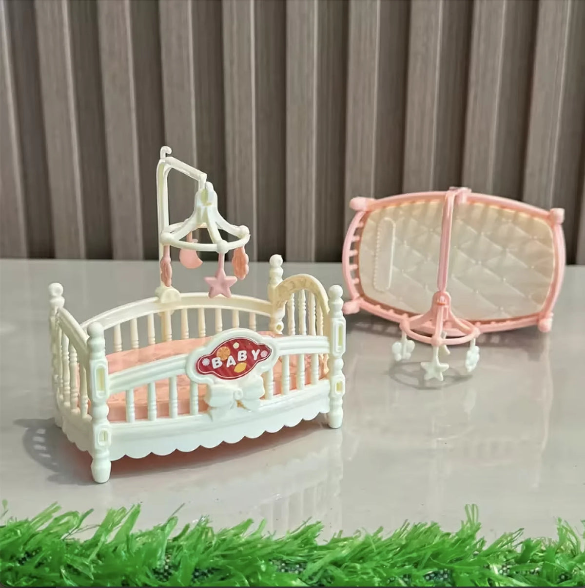 Miniature Dollhouse Cradle Bed with Charming Design