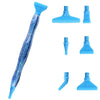 A set of blue resin diamond painting pens with interchangeable metal tips and multi-placers.