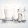A white adjustable diamond painting canvas stand with a table clamp and roller.