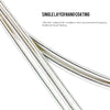 Close-up view of single layer nano coated silver-plated nylon classical guitar strings in various shades.