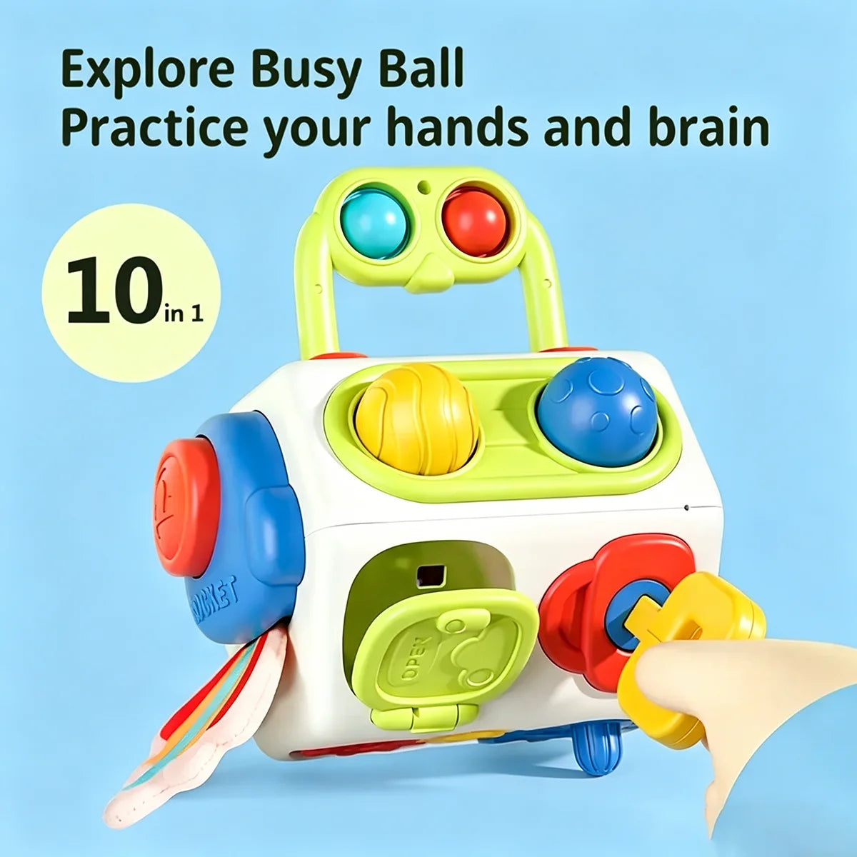 Montessori Busy Cube for Toddlers – 10-in-1 Sensory Activity Toy