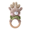 Handcrafted Wooden Crochet Animal Rattle for Babies