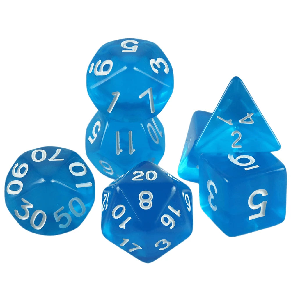 Crystal Clear Polyhedral Dice Set for Tabletop RPGs