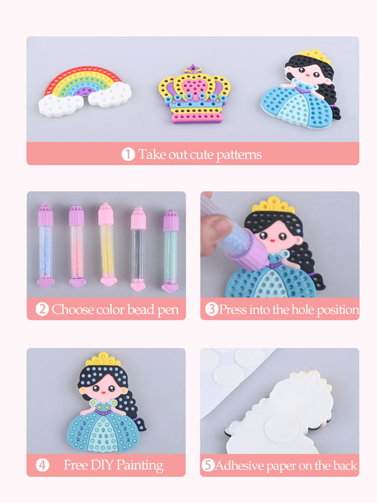 DIY Bead Pen Craft Kit for Girls - Rainbow & Princess Design