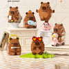 A collection of brown and pink animal figures made from micro building blocks, including a dolphin gate ornament and various 