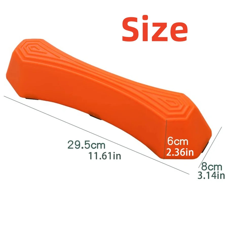 Orange sensory stepping stone with dimensions 29.5cm (11.61in) and 6cm (2.36in).