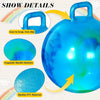 Blue inflatable hopper ball with a handle, featuring an exquisite marble pattern and quality PVC material.