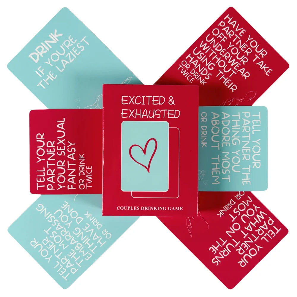 Excited vs. Exhausted: Couples Drinking Card Game