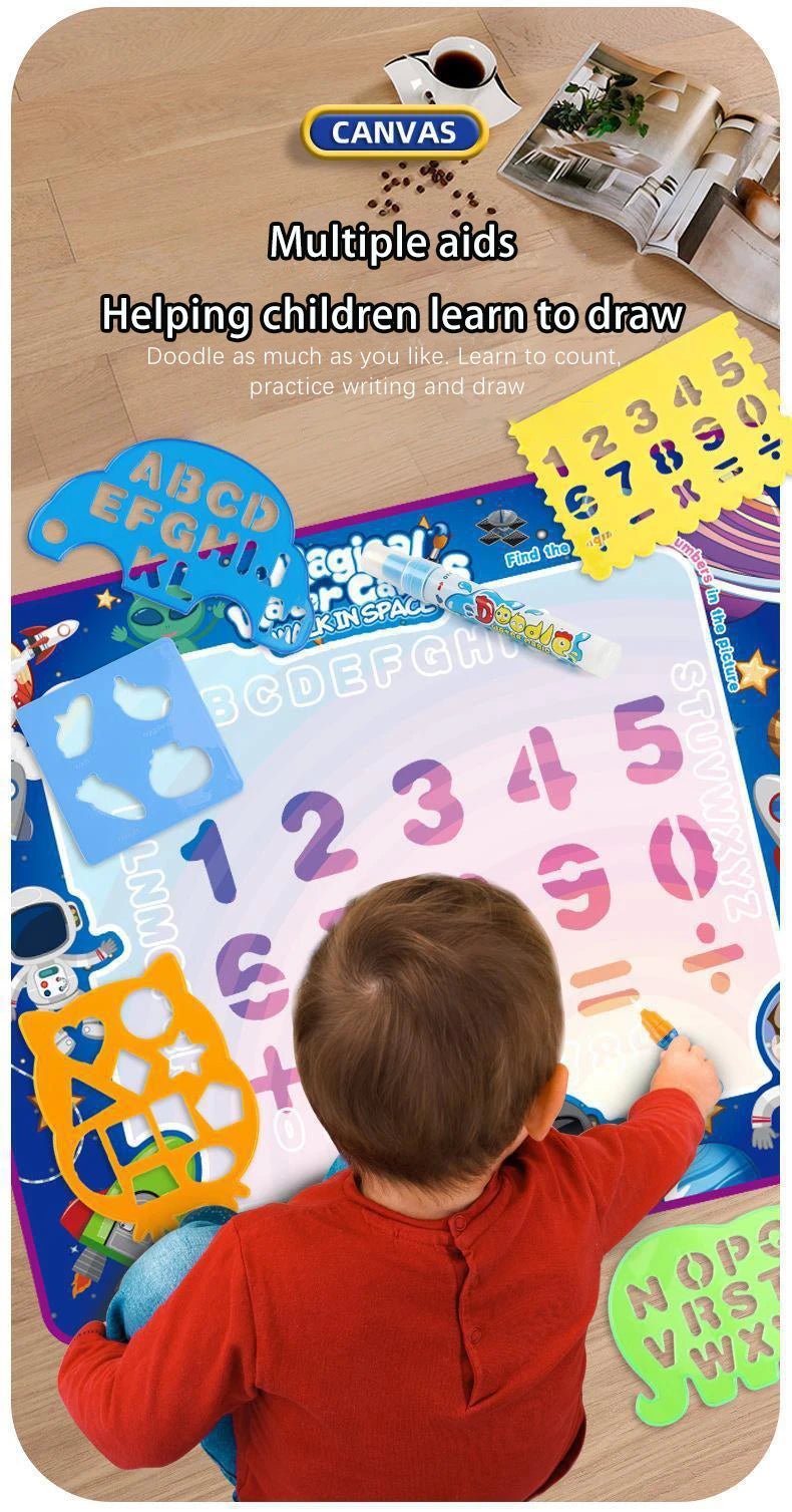Magic Water Drawing Mat with Fluorescent Pens for Kids