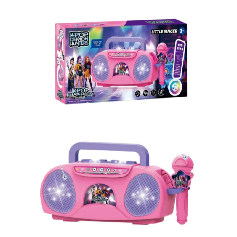 Kids Karaoke Microphone with Guitar Stand and LED Lights