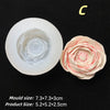 A white floral silicone mold with a pink flower bloom is shown next to the mold size specifications.