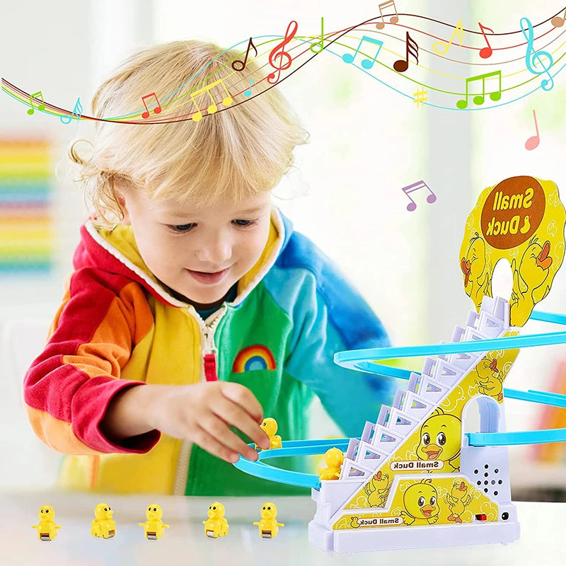 Electric Duck Stair-Climbing Toy with Lights and Music