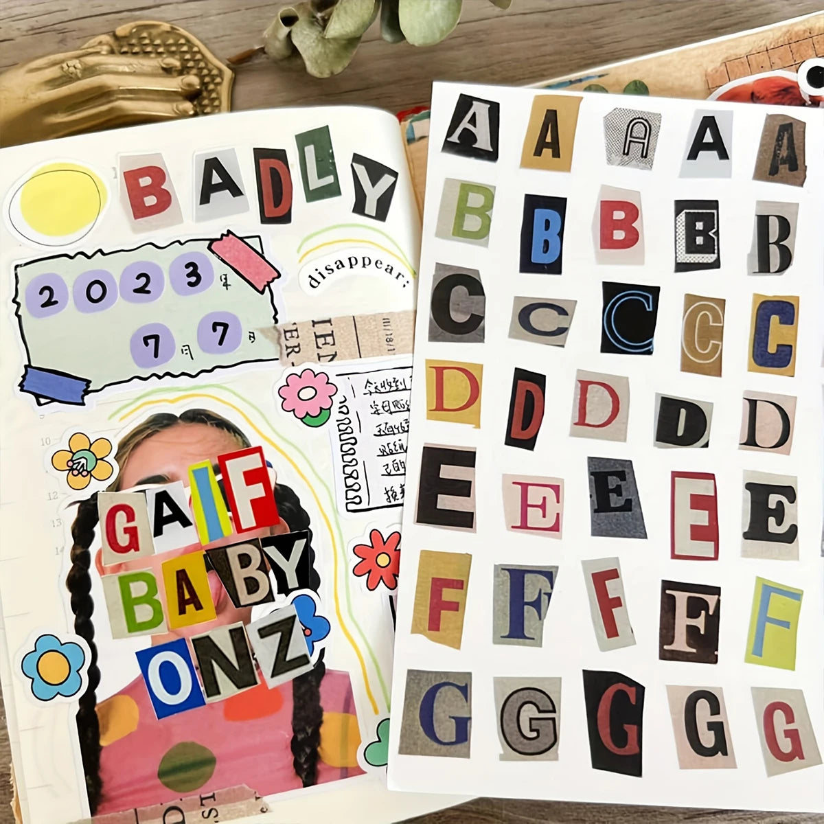 Vintage Alphabet Letter Stickers for Scrapbooking and Journaling