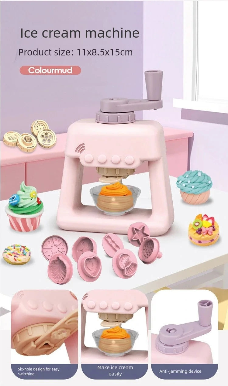 Creative Ice Cream Shop Clay Set with Noodle Maker for Kids