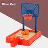 Blue red mini tabletop basketball arcade game with a hoop and court
