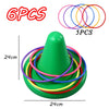 A green balance stone sensory training toy set with six colored rings, shown from above.