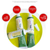 A green bottle of transparent TPR glue is shown with surrounding icons highlighting its features like high strength adhesion 