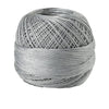 A ball of gray 100% cotton crochet thread used for tatting and embroidery.