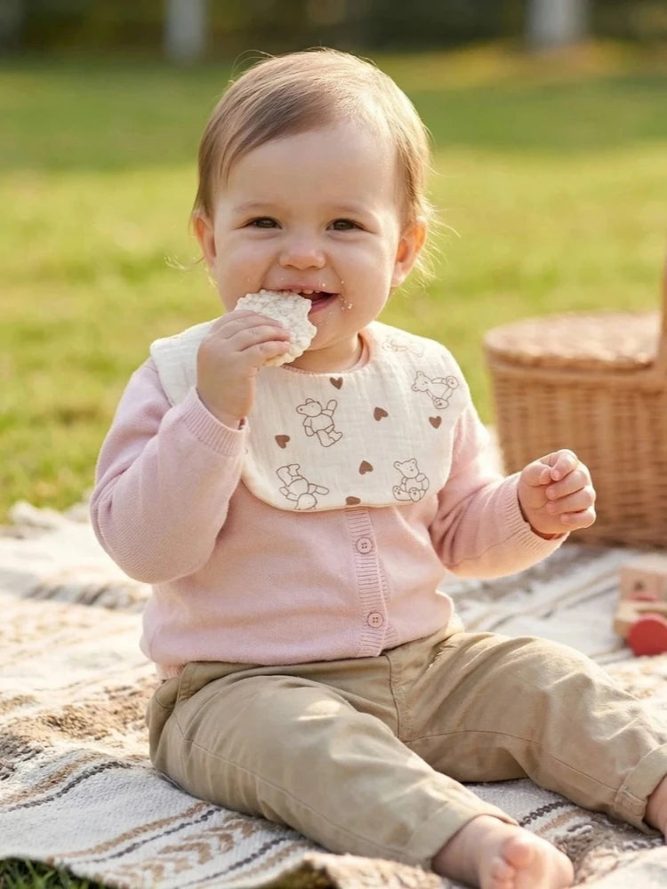 6-Layer Crinkle Muslin Baby Bib with 360° Rotating Neckline
