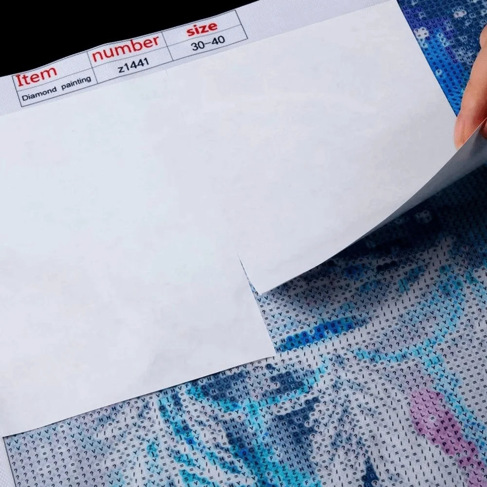 A sheet of diamond painting release paper with item number z1441 and size 30-40 visible.