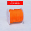 Orange nylon knotting cord for jewelry making, 50 meters long and wound on a spool.