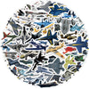 A circular arrangement of various military fighter jet graphics and decals.