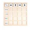 A wooden Montessori direction game featuring arrows and colored discs for children's logical thinking.