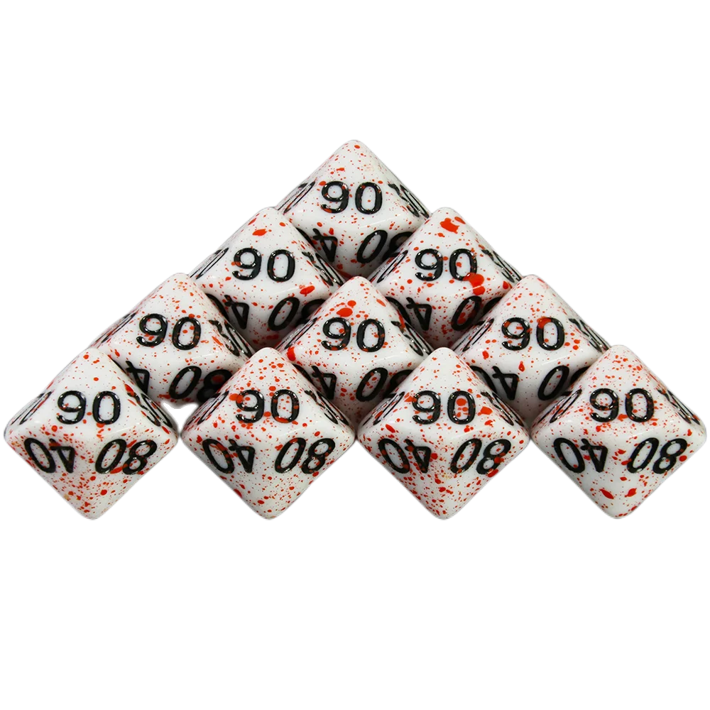 Opaque White Polyhedral Dice Set with Blood Effect for Tabletop RPGs