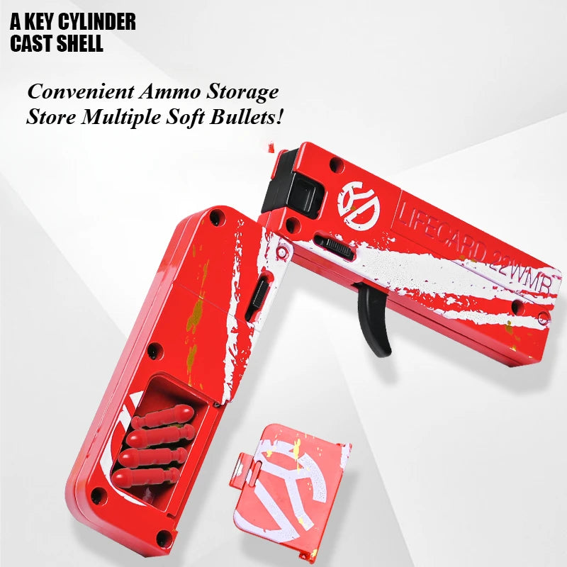 Compact Alloy Folding Blaster Pistol with Soft Bullets