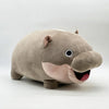 A light brown Moo Deng Pygmy Hippo plush toy with large eyes and an open mouth.