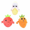 A plush toy shaped like a banana with a cute face and yellow body.