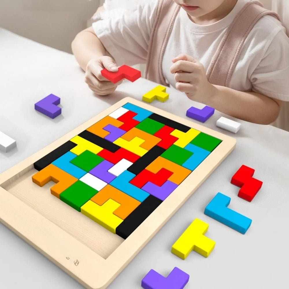 Colorful Wooden Tangram Puzzle – Educational Geometric Shape Toy