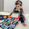 High-Contrast Tummy Time Baby Mirror with Crinkle Cloth Book and Teether