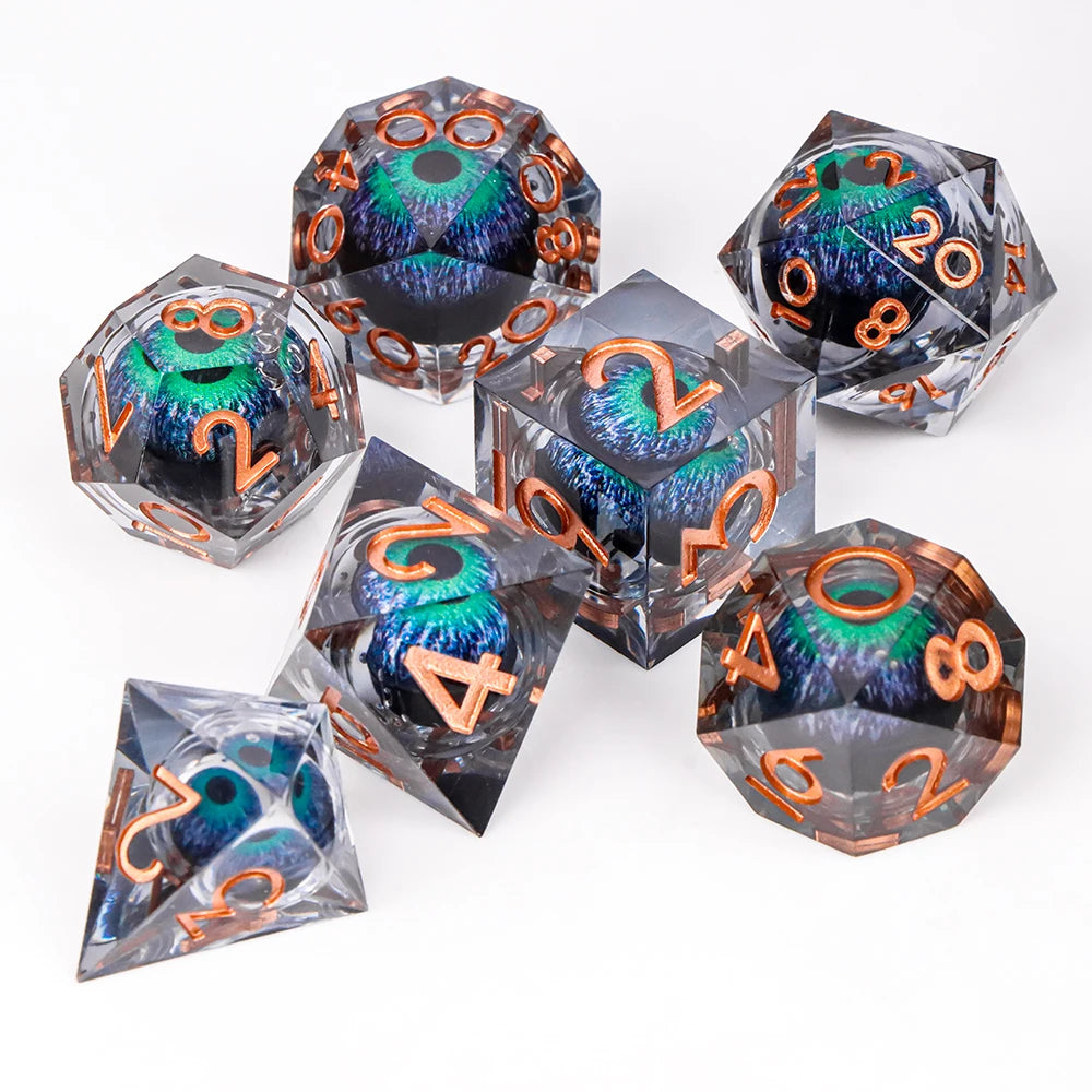 Eye Dice Set – 7-Piece Resin Polyhedral Dice for Horror RPG Games