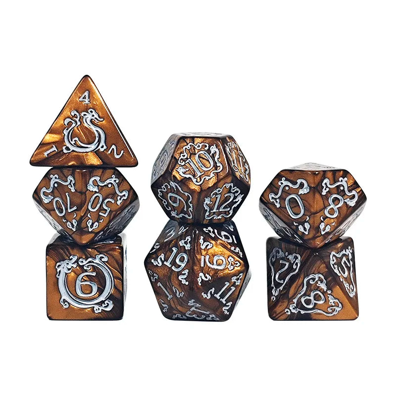 Dragon Pattern Polyhedral Dice Set for RPG & Tabletop Gaming