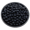 A black bowl filled with small, round acrylic beads for jewelry making.