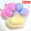 A collection of squishy stress relief toys shaped like a giant cat paw in various pastel colors.