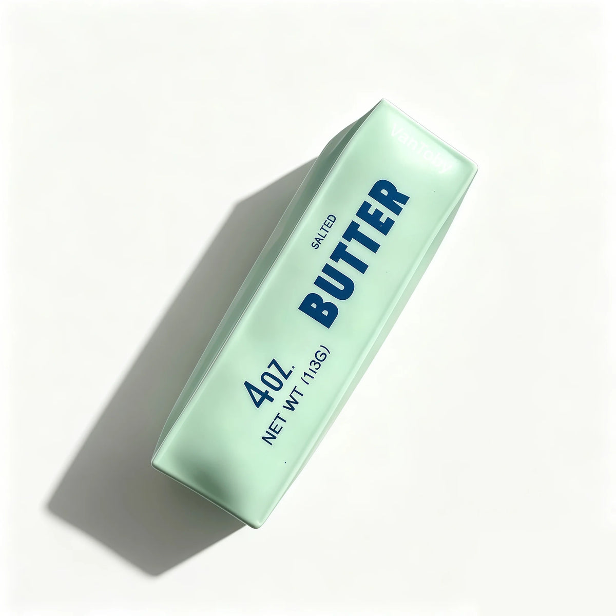 A rectangular light green squeeze bottle of salted butter labeled 4 oz net weight.