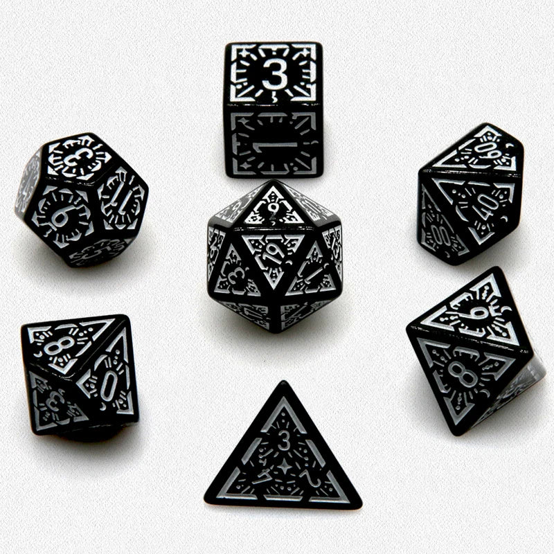 Premium Metal Polyhedral Dice Set – 7 Dice for D&D and RPG Games