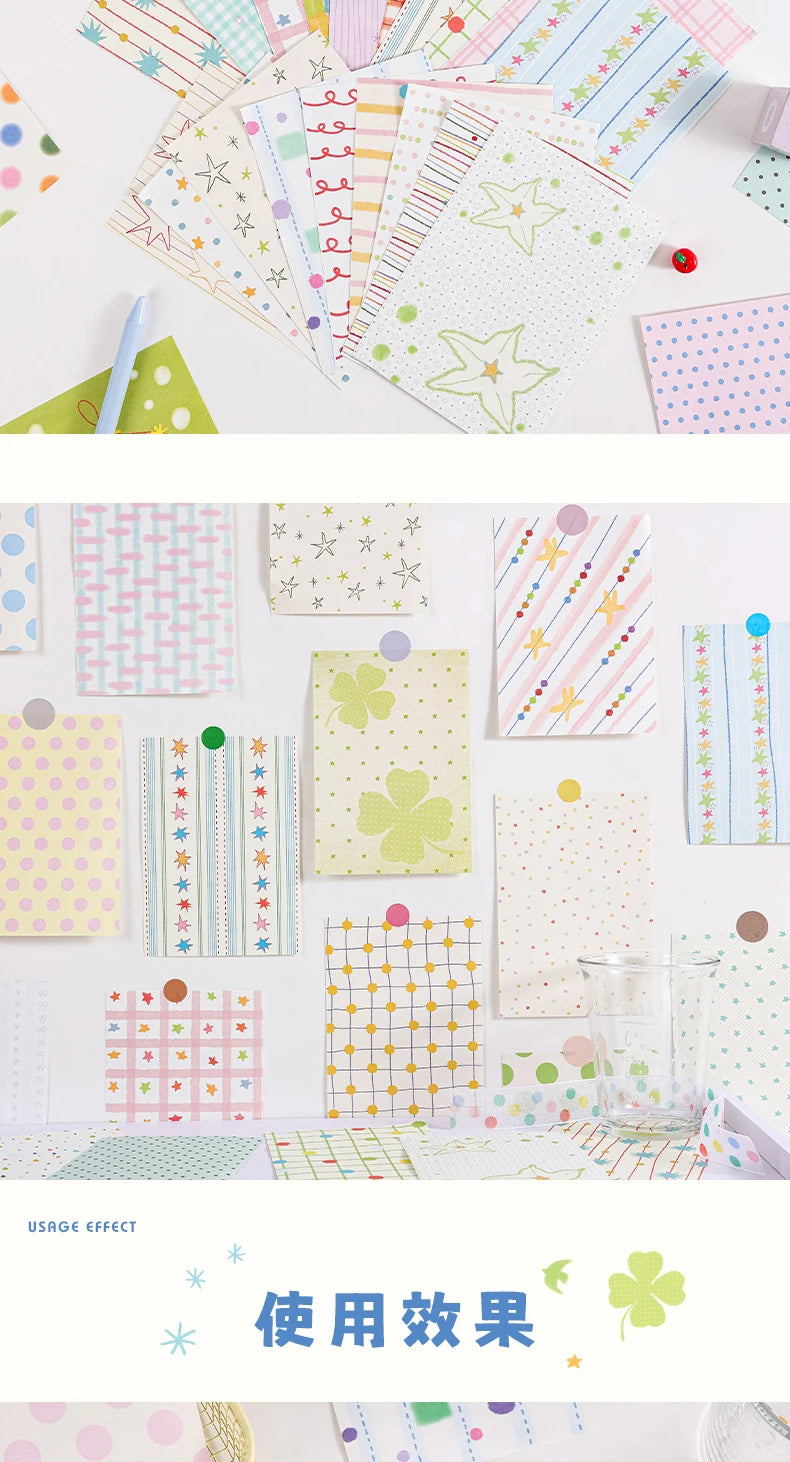 Decorative Wave & Line Memo Paper Pack for Journaling and Scrapbooking