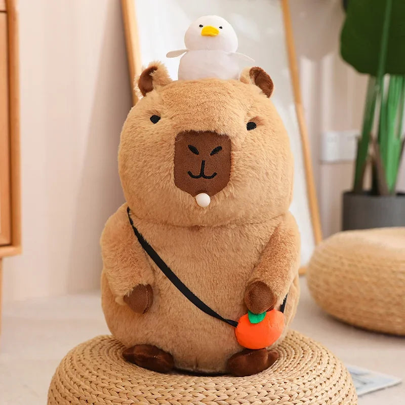 Adorable Capybara Plush Toy with Cute Turtle Backpack