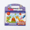 A colorful reusable magic water painting book featuring an alphabet and cartoon characters for toddlers.