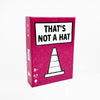 A pink box for the That's Not a Hat bluffing and memory party game with a title that reads That's Not a Hat