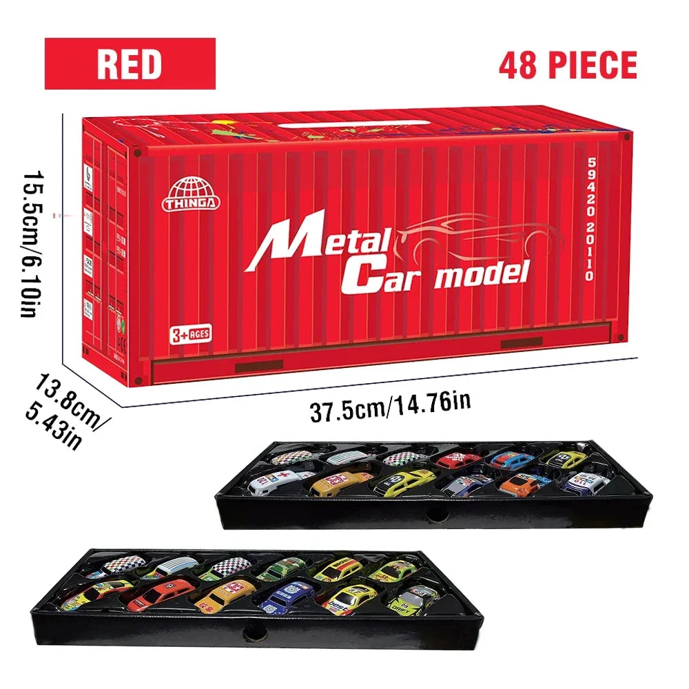 48-Piece Die-Cast Metal Car Collection with Storage Case