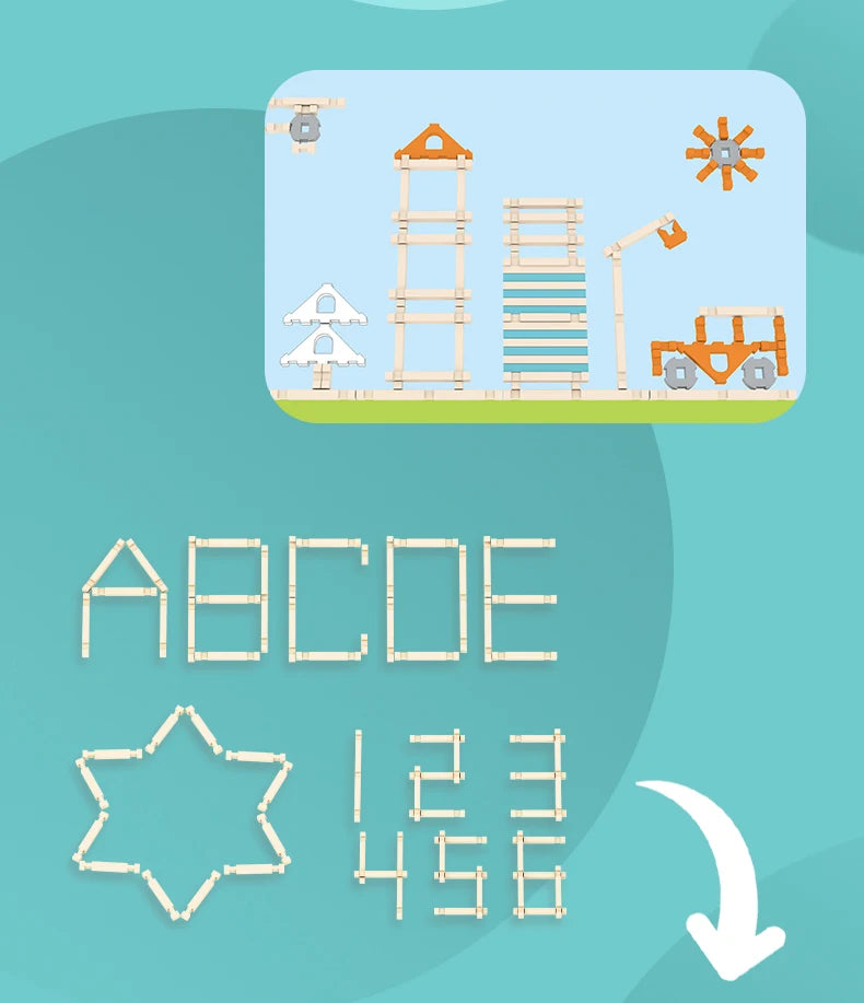 Natural Wooden Building Blocks Set for Toddlers