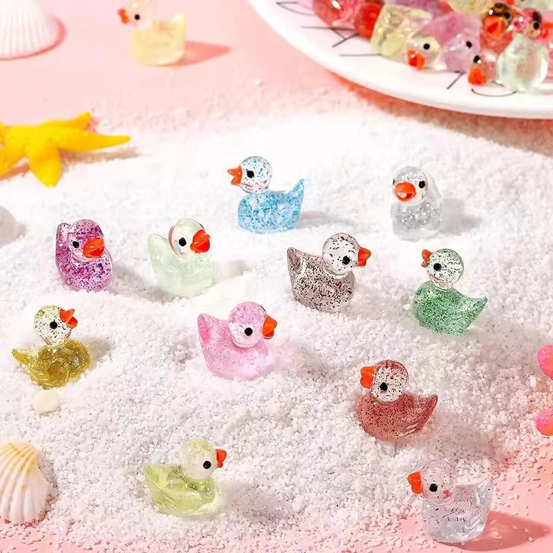 Colorful Resin Duck Figurine Set for Garden & Aquarium Decor
